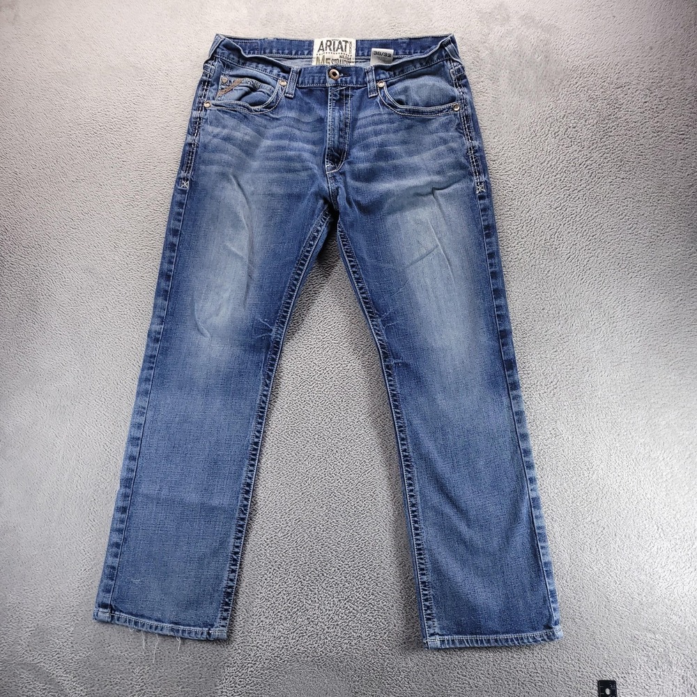 Ariat M5 Jeans Mens 38x32 Blue Slim Straight Medium Wash Stretch Denim Comfort